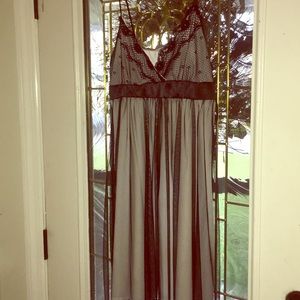 Black tulle overlay slip dress